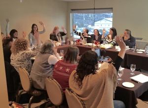 NevAEYC Board Members meet at the Mt. Charleston Resort in southern Nevada on February 4th, 2016. 
